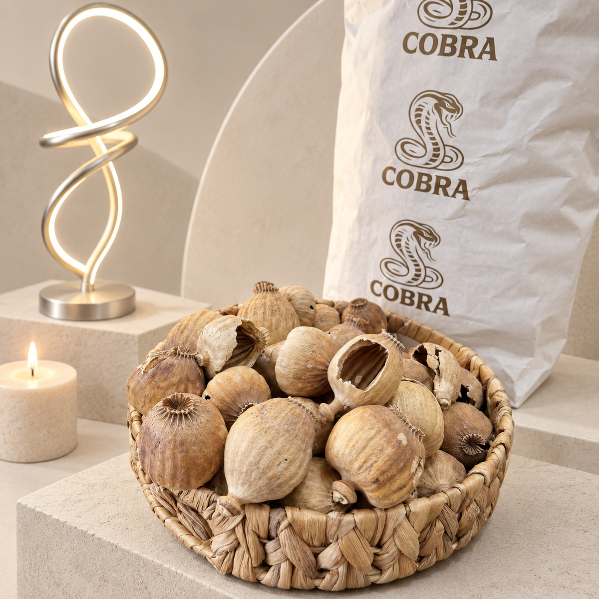 COBRA Austria Dried Poppy Heads(Seedless Pods) White Bag
