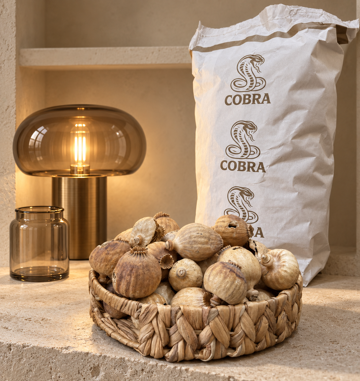 COBRA Austria Dried Poppy Heads(Seedless Pods) White Bag